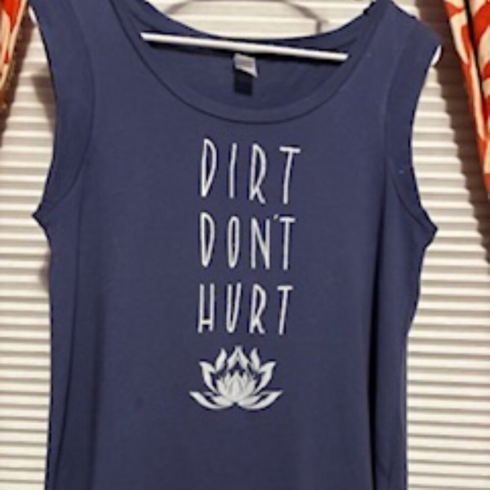 Yoga inspired Women's Fitted Muscle t-shirt, Navy Blue, 100% Cotton, Size Small